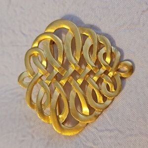 MMA Vintage Scroll Faux Gold Brooch